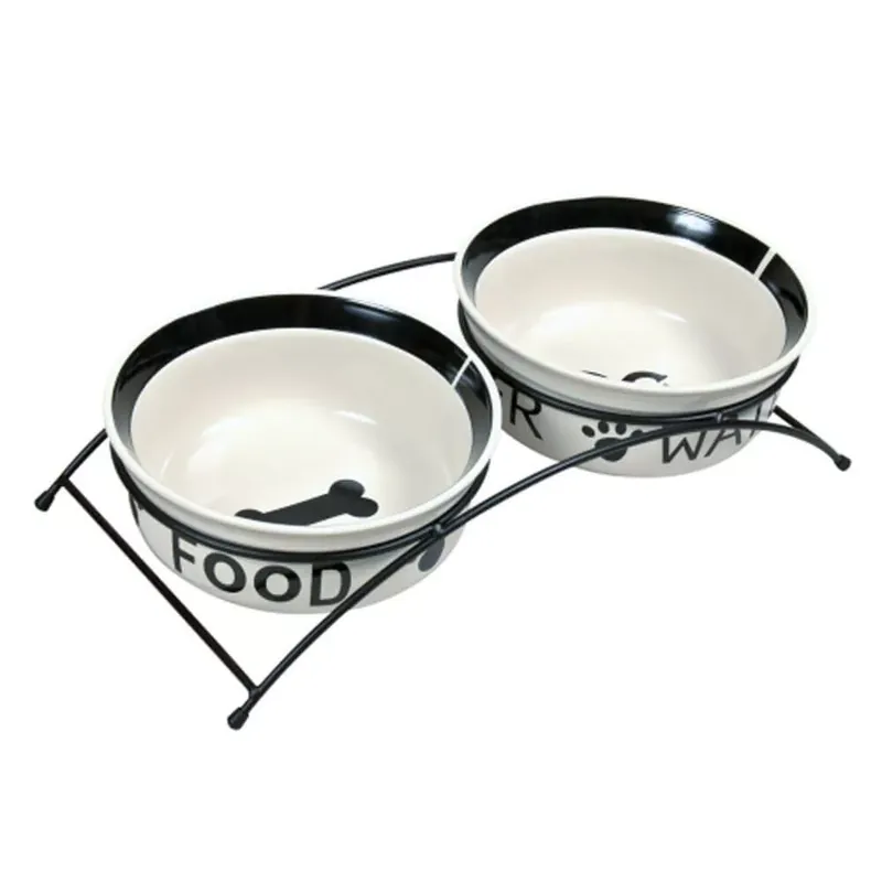 Promoție Trixie castron ceramică set 2,6 l / 25 cm alb/negru