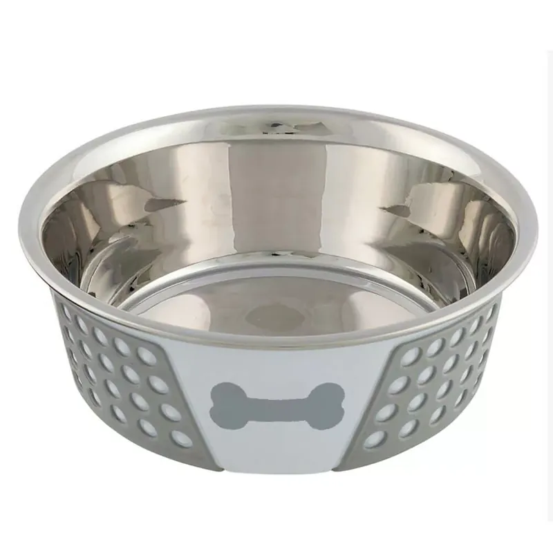 Preț promoțional Trixie castron metal silicon cu capac 0,4 l / 14 cm alb/gri