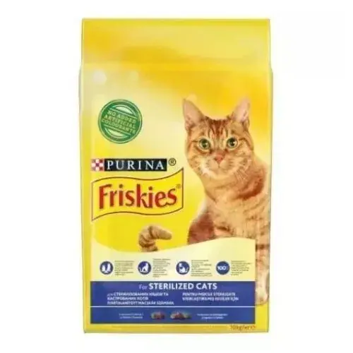 Ofertă de sezon Friskies Steril With salmon și with vegetables uscat hrană pentru pisici 10 kg
