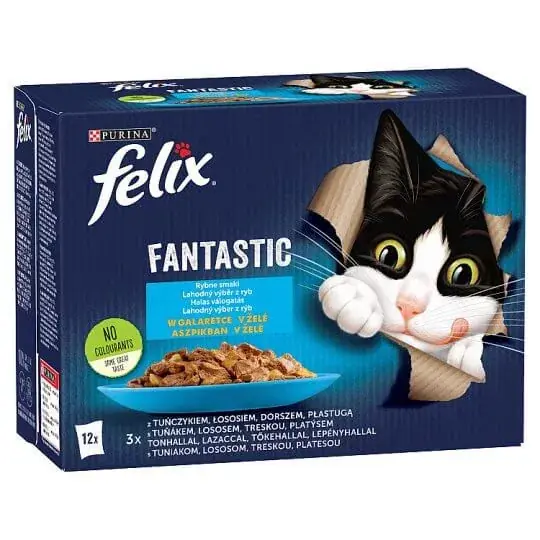 Preț mic FELIX FANTASTIC With fish selecție in aspic umed hrană pentru pisici 12x85 g