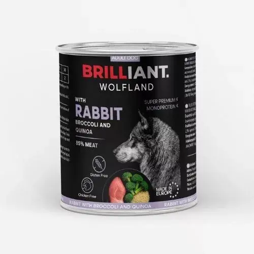 Comandă acum Brilliant Wolfland rabbit with broccoli și with quinoa 800 g