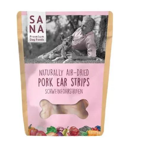 Plată sigură SANAdog Fâșii de ureche de porc 500g