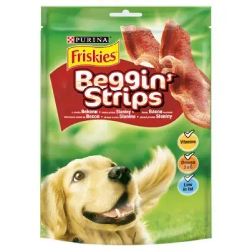 Lichidare de stoc Friskies Beggin‘ Strips Bacon cu aromă de câine recompensă 120g