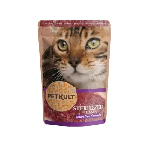 Livrare expres Petkult Sterilizat Miel, hrana umeda pisici, 100G
