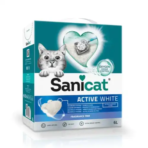 Cumpără online Nisip pentru litiera Sanicat Active White, nisip igienic pisici, 6L