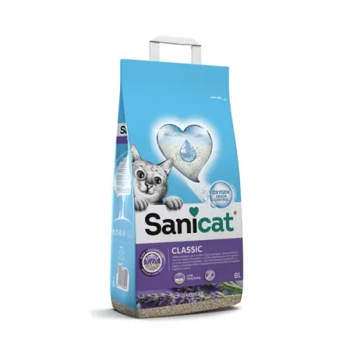 Preț promoțional Sanicat Classic Lavanda, nisip igienic pisici, 8L