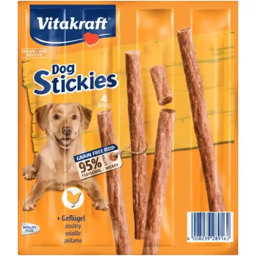 Comandă acum Vitakraft Dog Stickies cu Pasare, recompense caini, 4buc/44G