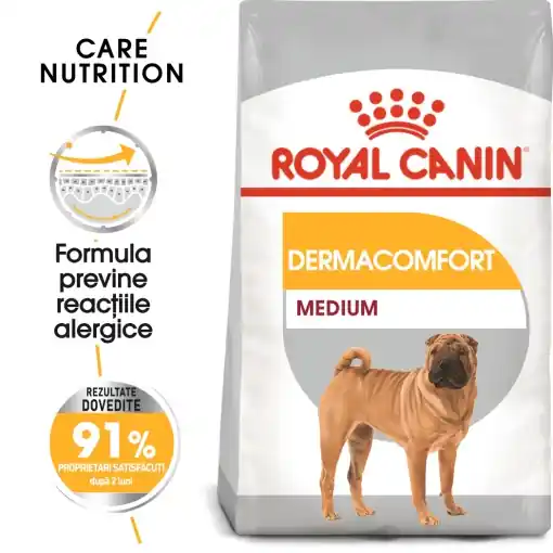 Royal Canin Medium Dermacomfort, hrana uscata caine, prevenirea iritatiilor pielii, 3KG Mai ieftin