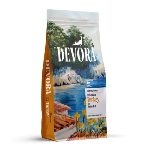 Reduceri Devora Sterilized Grain Free Curcan si Peste Marin, hrana uscata pisici, 7.5KG