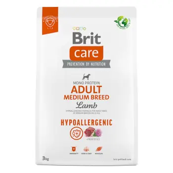 BRIT CARE DOG HYPOALLERGENIC ADULT MEDIUM MIEL 3KG/SAC Preț mic