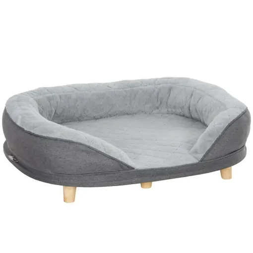 Canapea pentru câini cu tapițerie, pat pentru câini de talie mare și medie până la 25kg, 90x78x25cm, gri Plată sigură