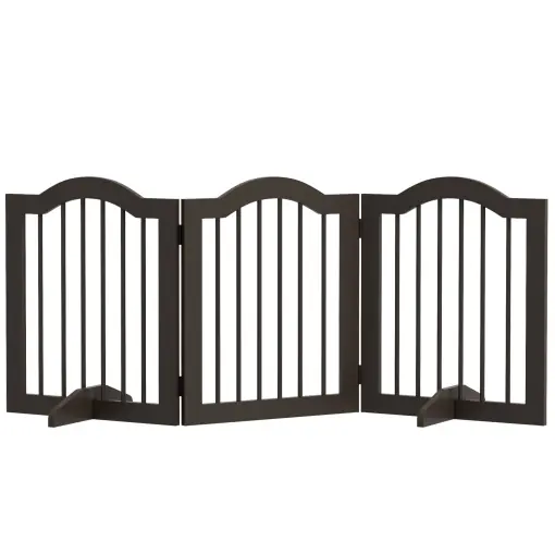 Barieră Pliabilă pentru Câini cu 3 Secțiuni din Lemn și Picioare, 154,5x29,5x61 cm, Cafeniu Retur gratuit