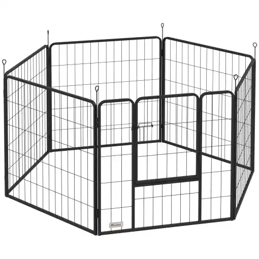 Țarc pentru Câini Portabil din 6 Panouri, 160x80x80 cm, Negru Livrare rapidă