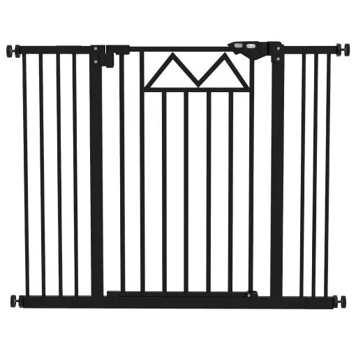 Barieră pentru câini cu 4 șuruburi reglabile și bandă adezivă, din metal și plastic, 74-100x76 cm, negru Super ofertă