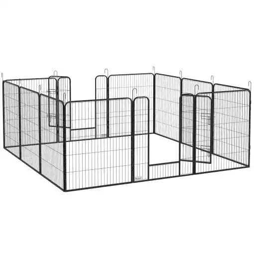 Lichidare de stoc Gard pentru Câini, Incintă Modulară pentru Câini din 8 Secții pentru Interior și Exterior, 80x100 cm, Negru
