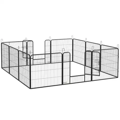 Calitate înaltă Gard Modular pentru Câini de Interior și Exterior 12 Buc 80x80cm Gri