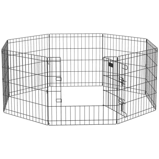 Gard pentru Caini – 8 Panouri cu Usa, Interior & Exterior Reduceri