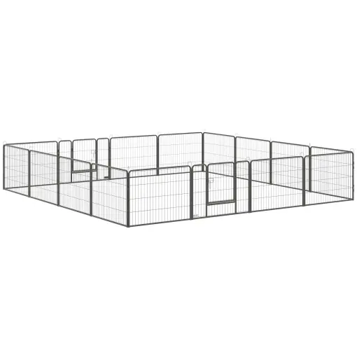 Tarc pentru Animale Domestice cu 16 Panouri Modulare din Otel, 80x60x1.5cm, Negru Reduceri