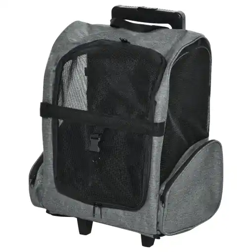 Disponibil imediat Rucsac pentru Transport de Caini si Pisici cu Buzunare, Maner Telescopic si Roti