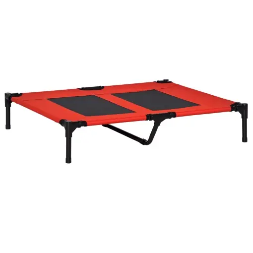 Pat pentru Câini Înălțat, Pat Mare Pentru Câini de Călătorie cu Greutate de Până la 30 kg, 91,5x76,2x18 cm, Roșu Ofertă limitată