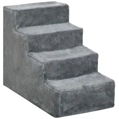 Scăriță pentru Câini Portabilă cu 4 Trepte, Scară pentru Animale Domestice, 60x35x44 cm, Gri Deschis Preț promoțional