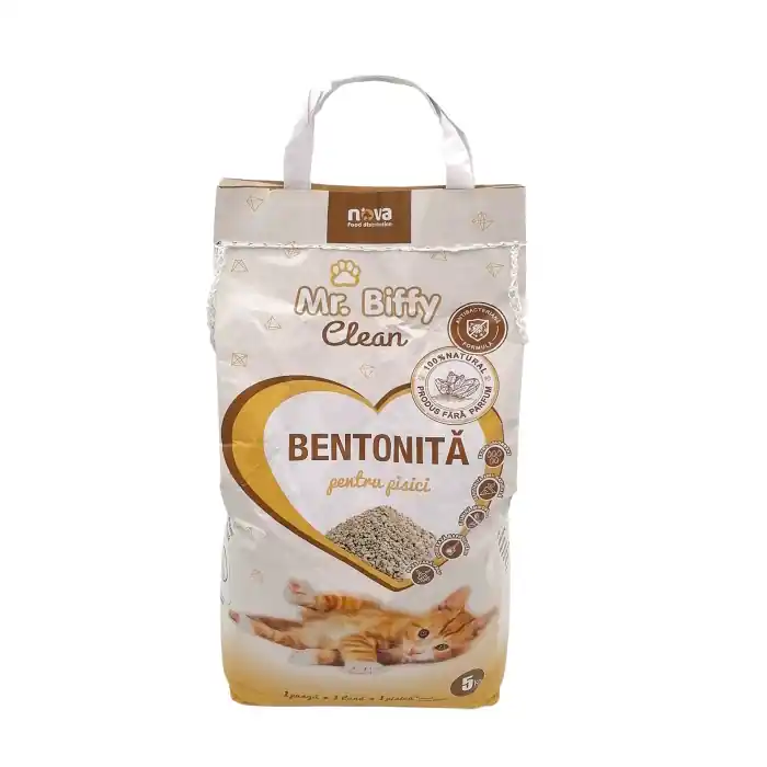 Asternut igienic pentru pisici Mr. Biffy, Bentonita naturala, 5kg Reduceri