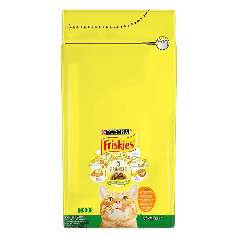 Hrana uscata pentru pisici Purina Friskies Indoor Adult, Pui si Legume, 10kg Cel mai bun preț