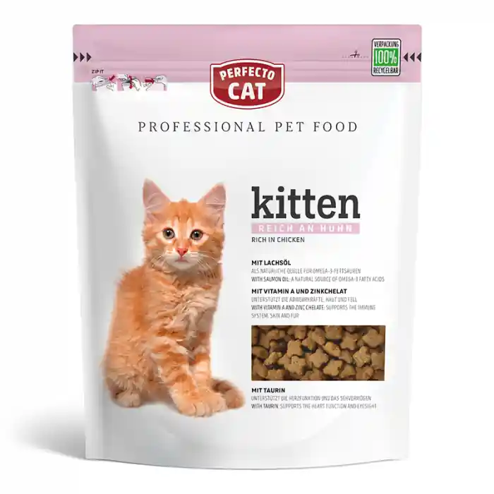 Hrana umeda pentru pisici Perfecto Cat, Super Premium Kitten, pui, 750g Reducere specială