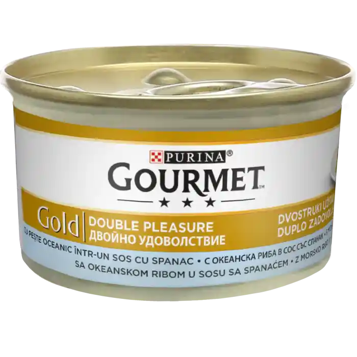 Ofertă specială Hrana umeda pentru pisici Purina Gourmet Gold Double Pleasure, Peste oceanic si spanac in sos, 12 x 85g