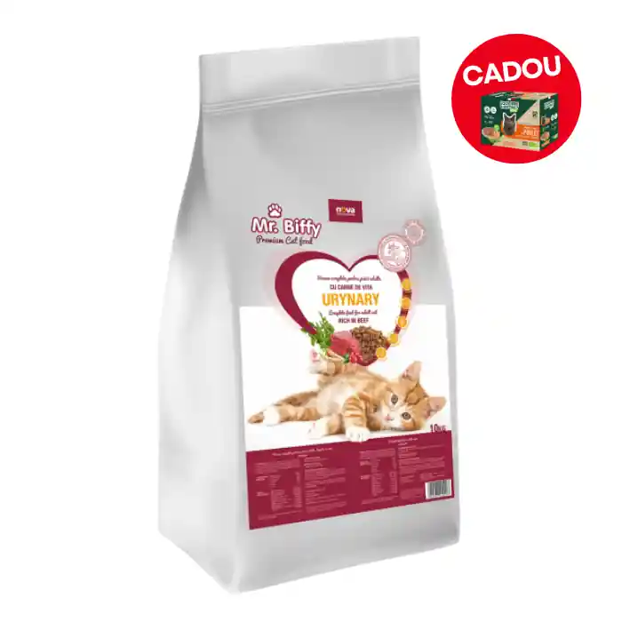 Hrana uscata pentru pisici Mr. Biffy Urinary, Vita, 10kg + CADOU Doar azi