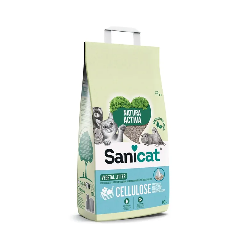 Reducere extra Sanicat Clean & Green, Asternut Ecologic din Hartie (Celuloza) pentru Litiera Pisici, 10L / 20L