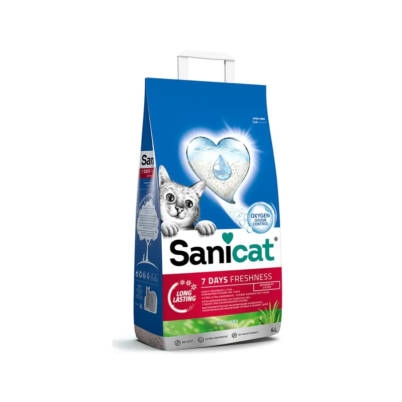 Nisip Absorbant Sanicat 7 Days Aloe Vera, Neaglomerant, Formula "1 Sac = 7 Zile", 4L Cumpără acum