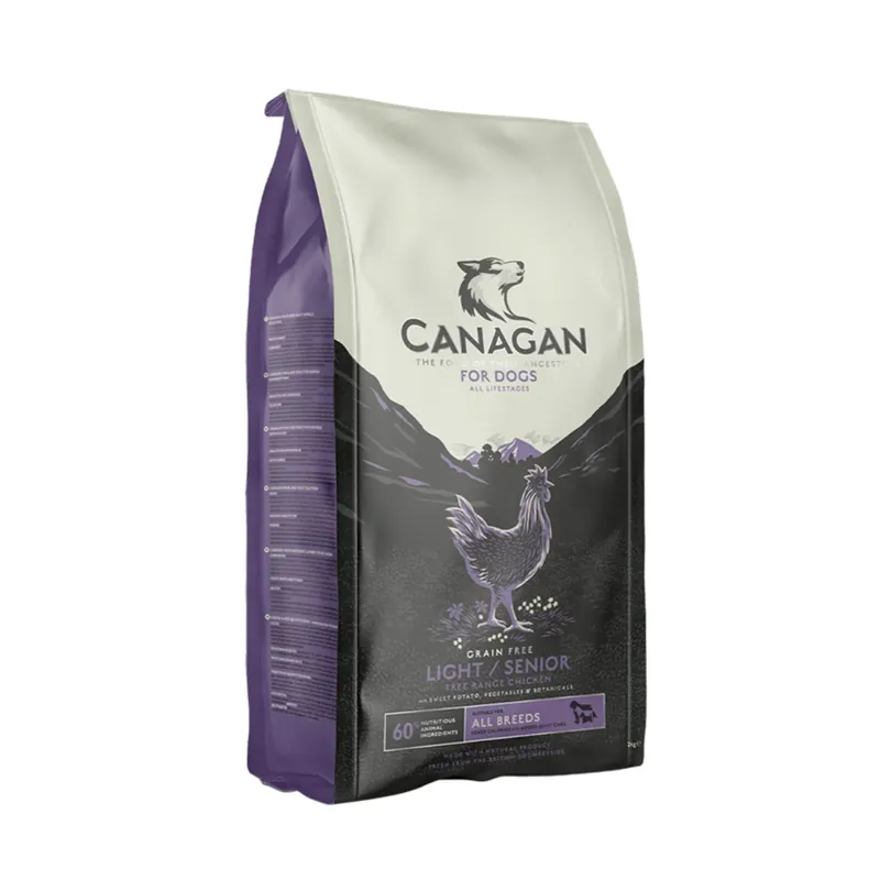 Canagan Free Range Chicken Light / Senior, Hrana Uscata pentru Caini Senior / Adult, cu Pui Crescut in Aer Liber, Controlul Greutatii, Suport Articular Intens, Fara Cereale, 12kg Ieftin