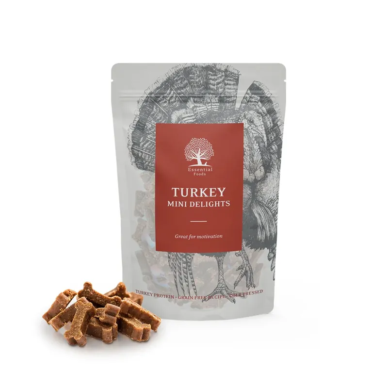 Essential Turkey Delights, Recompense Naturale pentru Caini, cu Curcan, 100g Reducere extra