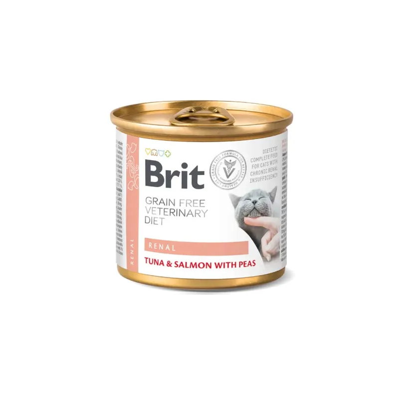 Brit Veterinary Diet Renal, Hrana Umeda pentru Pisici, Sustinerea Functiei Renale, cu Ton si Somon, 200g Cel mai vândut