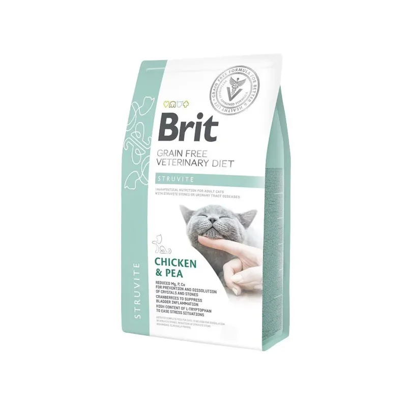 Cumpărături sigure Brit Veterinary Diet Struvite, Hrana Uscata pentru Pisici, Reducerea recurentei struvitilor, cu Pui si Mazare, 400g / 2kg / 5kg
