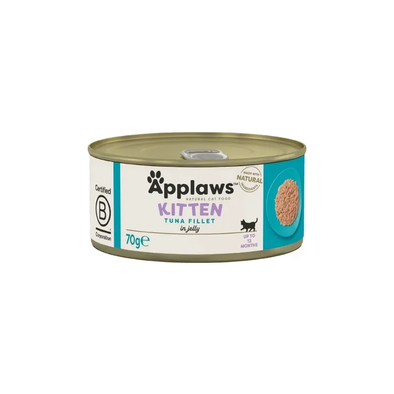 APPLAWS Conserva, Hrana Umeda Complementara pentru Pisoi, Junior, cu File de Ton, 100% Natural, 70g Preț promoțional