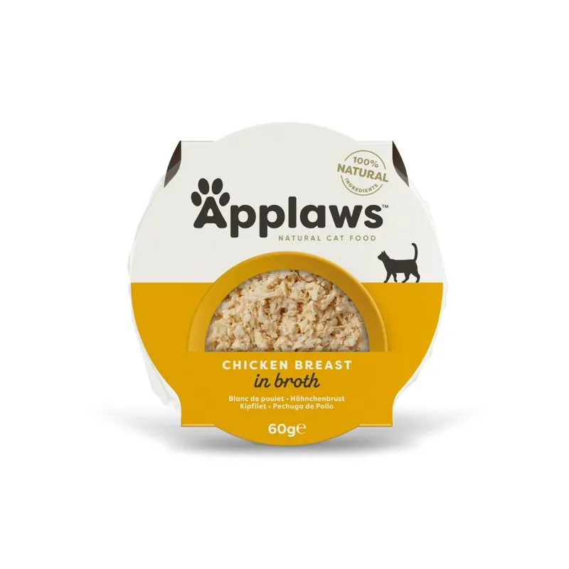 APPLAWS Bol, Hrana Umeda Complementara pentru Pisici, Adult, cu Piept de Pui, 100% Natural, 60g Retur ușor