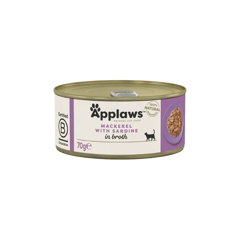 APPLAWS Conserva, Hrana Umeda Complementara pentru Pisici, Adult, cu Macrou si Sardine, 100% Natural, 70g Bestseller