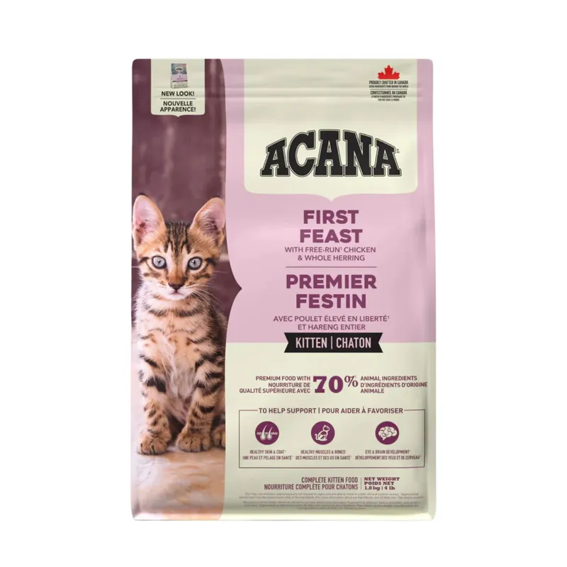 ACANA Cat First Feast, Hrana Uscata pentru Pisici Junior, cu Pui si Hering, Startul Perfect pentru Pisoi, 340g / 1.8kg Ofertă limitată