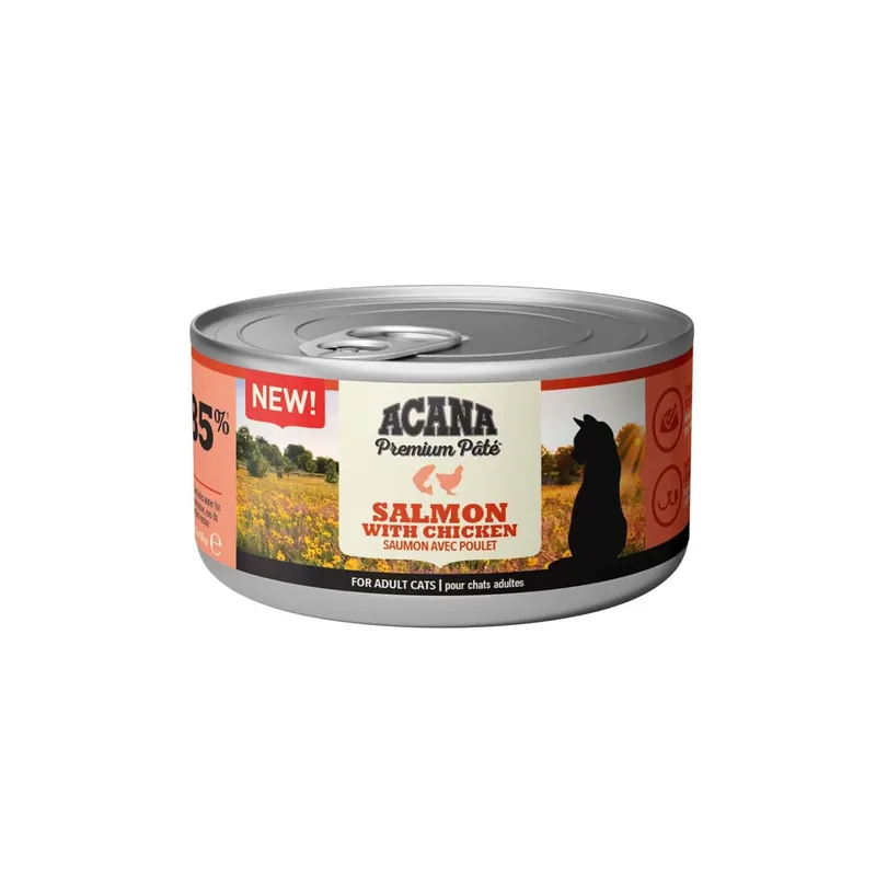 ACANA Premium Pate cu Somon si Pui, Conserva Hrana Umeda Pisici Adulte, Fara Cereale, 85% Ingrediente Animale, 85g Noutate