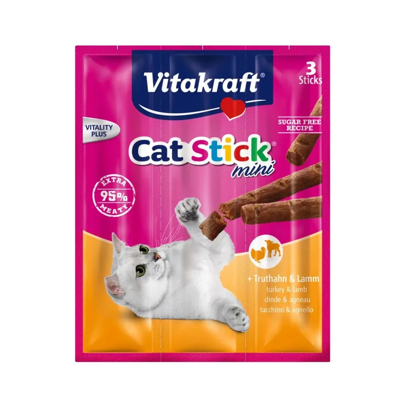 Vitakraft Cat Stick Mini, Recompense pentru Pisici cu Miel si Curcan, 18g Ofertă limitată