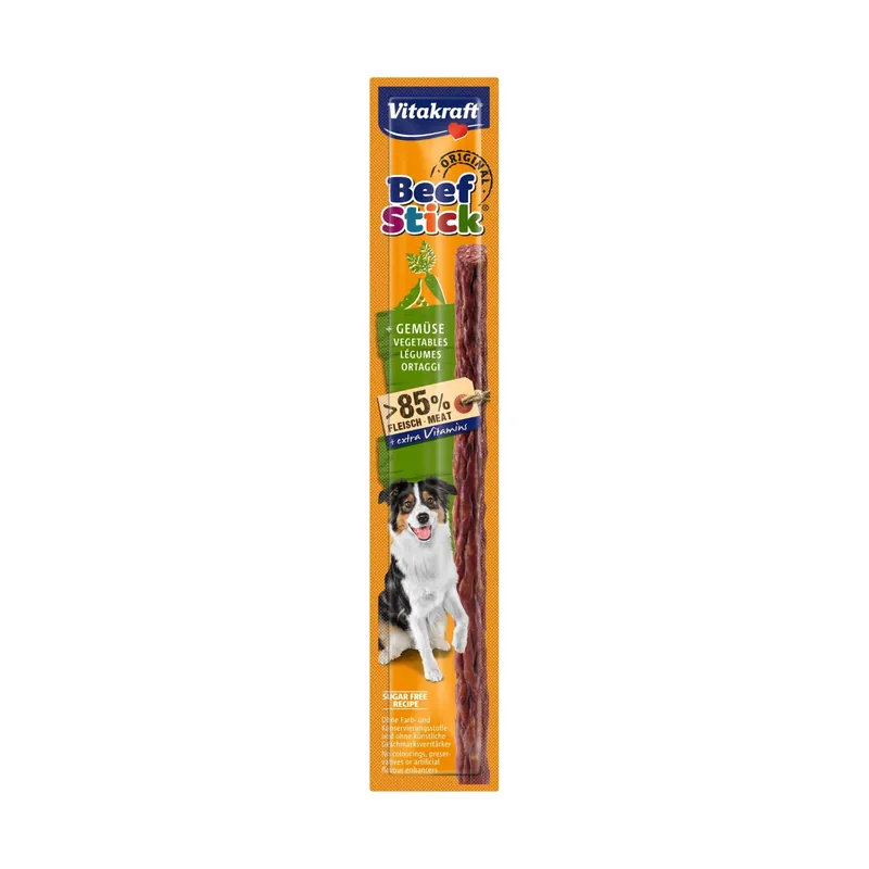 Doar azi Vitakraft Beef Stick, Recompensa pentru Caini cu Legume, 12g