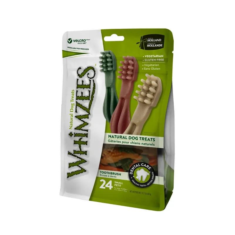 Preț promoțional Recompensa Dentara Caini WHIMZEES Toothbrush S, Igiena Orala Completa, Fara Cereale, Talie Mica (7-12kg), 24 Bucăți