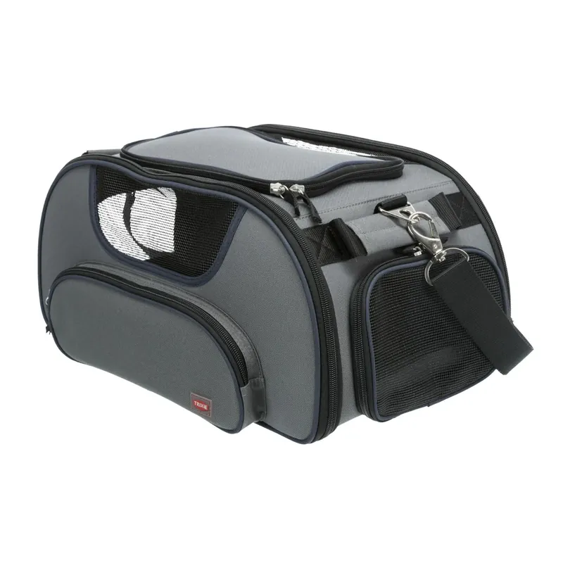 Trixie Geanta Transport Wings pentru Pisici si Caini pana la 20kg, Calatorii cu Avionul, 28x23x46cm, Gri Premium