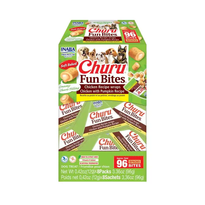 Churu Dog Fun Bites Recompense pentru Caini, cu Pui si Dovleac, Fara Cereale, 8 x 12g Reduceri