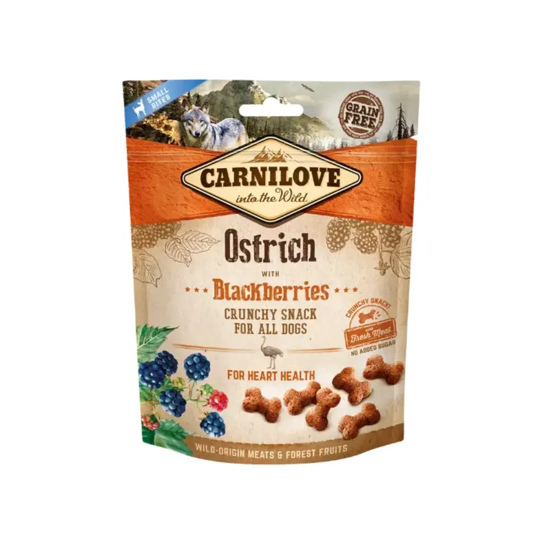 Preț redus Carnilove Crunchy Treats, Recompense Crocante pentru Caini, cu Strut si Mure, Fara Cereale, 200g