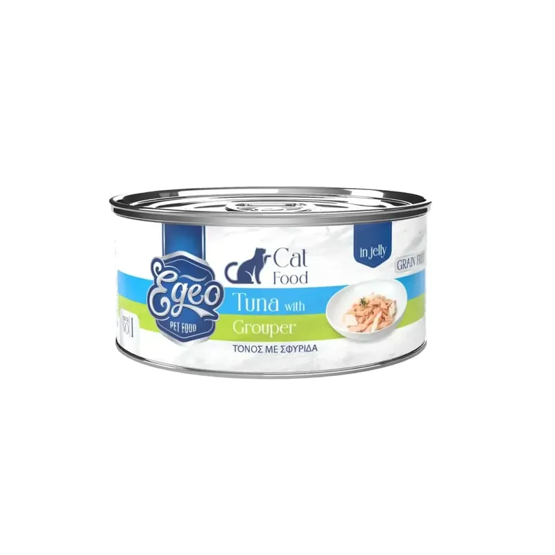 Chilipir EGEO TUNA WITH GROUPER JELLY, Hrana umeda pentru Pisici Adult, Cu Ton si Corifena, Fara Cereale, 85g