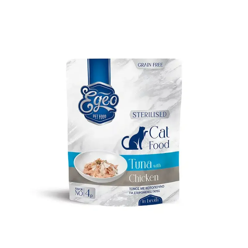 Reducere de preț EGEO Cat Sterilizat Ton cu Pui in Supa 85g