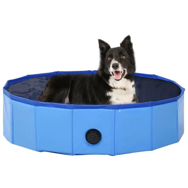 Lichidare de stoc Piscină pentru câini pliabilă, albastru, 80 x 20 cm, PVC